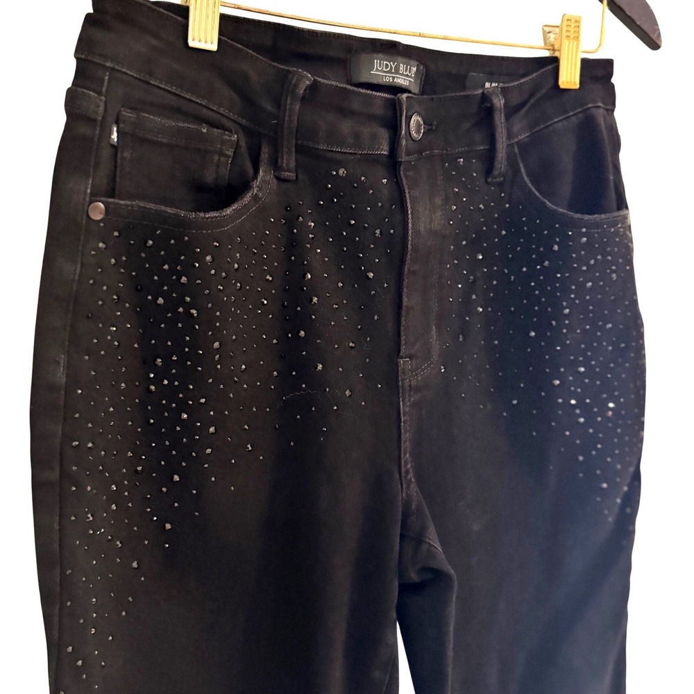 Judy Blue Black Rhinestone Slim Fit Jeans Size 11/30‎ Glam Sparkle Denim - Picture 13 of 14